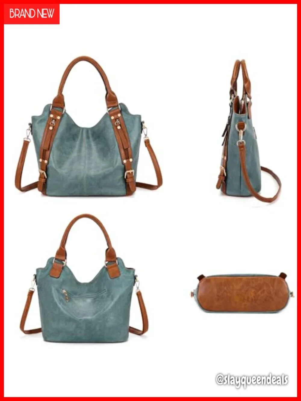 Large Hobo Handbag Crossbody Wallet Set Vegan Leather 2PCS